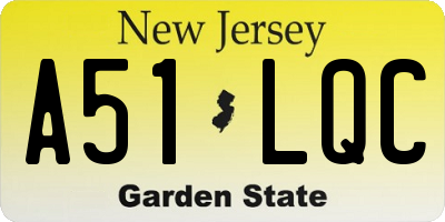 NJ license plate A51LQC