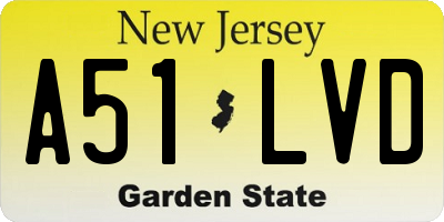 NJ license plate A51LVD