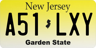NJ license plate A51LXY