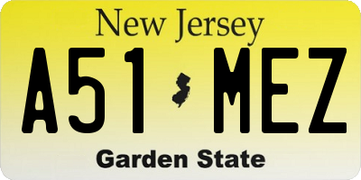 NJ license plate A51MEZ