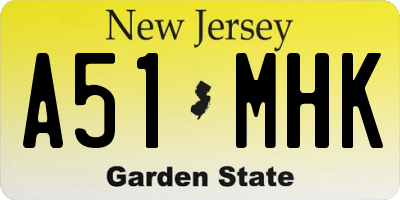 NJ license plate A51MHK