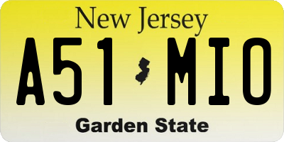 NJ license plate A51MIO