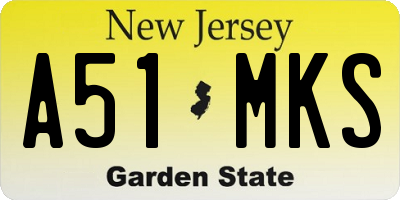 NJ license plate A51MKS
