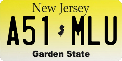 NJ license plate A51MLU