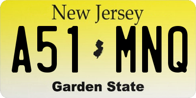 NJ license plate A51MNQ