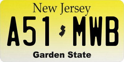 NJ license plate A51MWB