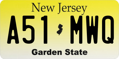 NJ license plate A51MWQ