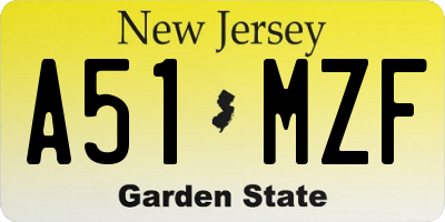 NJ license plate A51MZF
