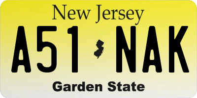 NJ license plate A51NAK
