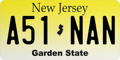 NJ license plate A51NAN