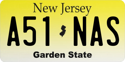 NJ license plate A51NAS