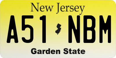 NJ license plate A51NBM