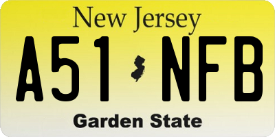 NJ license plate A51NFB