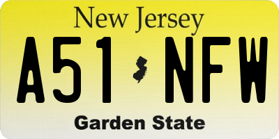 NJ license plate A51NFW