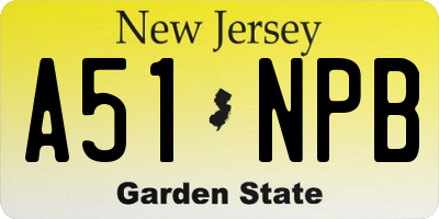 NJ license plate A51NPB