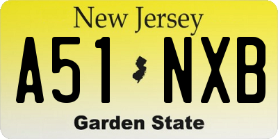 NJ license plate A51NXB