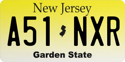 NJ license plate A51NXR