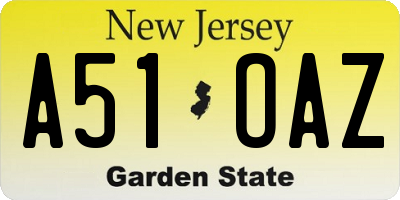 NJ license plate A51OAZ