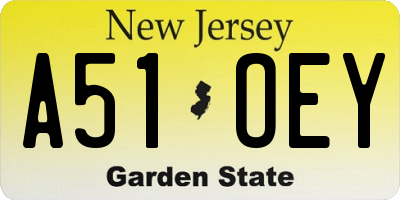 NJ license plate A51OEY