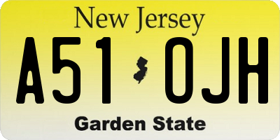 NJ license plate A51OJH