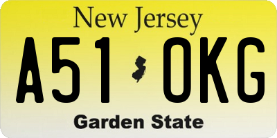 NJ license plate A51OKG