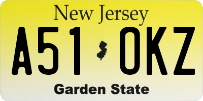 NJ license plate A51OKZ
