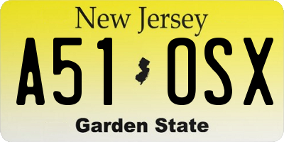 NJ license plate A51OSX