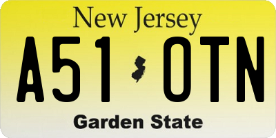 NJ license plate A51OTN