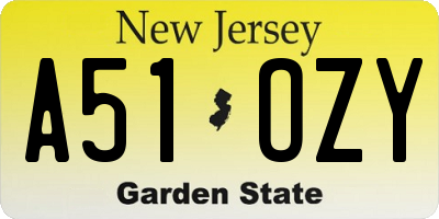 NJ license plate A51OZY