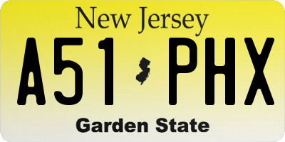 NJ license plate A51PHX