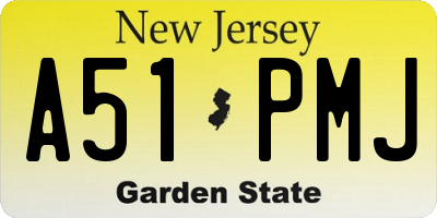 NJ license plate A51PMJ