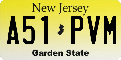 NJ license plate A51PVM