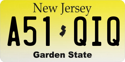 NJ license plate A51QIQ