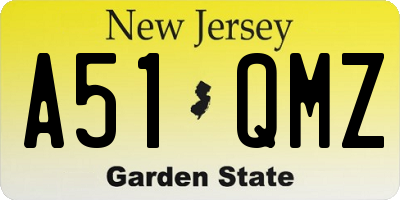 NJ license plate A51QMZ