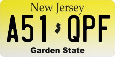 NJ license plate A51QPF