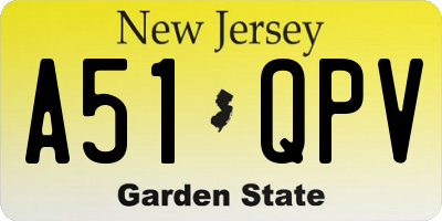 NJ license plate A51QPV