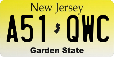 NJ license plate A51QWC