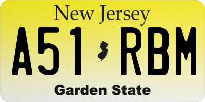 NJ license plate A51RBM