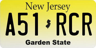 NJ license plate A51RCR