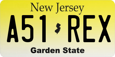 NJ license plate A51REX