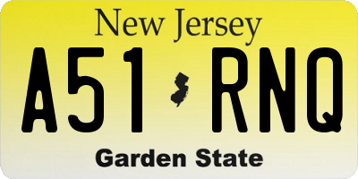 NJ license plate A51RNQ