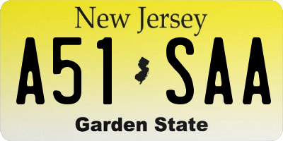 NJ license plate A51SAA