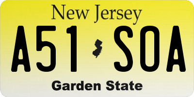 NJ license plate A51SOA