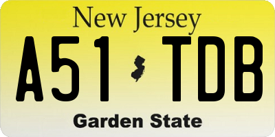 NJ license plate A51TDB