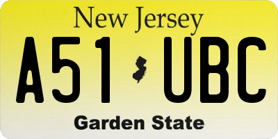 NJ license plate A51UBC