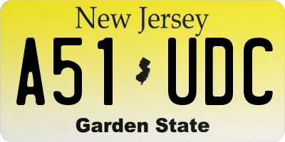 NJ license plate A51UDC