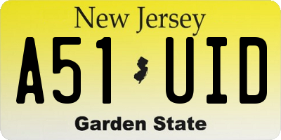 NJ license plate A51UID