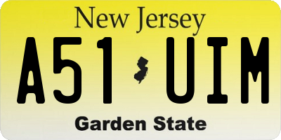 NJ license plate A51UIM