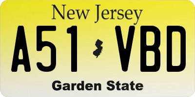 NJ license plate A51VBD