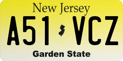 NJ license plate A51VCZ